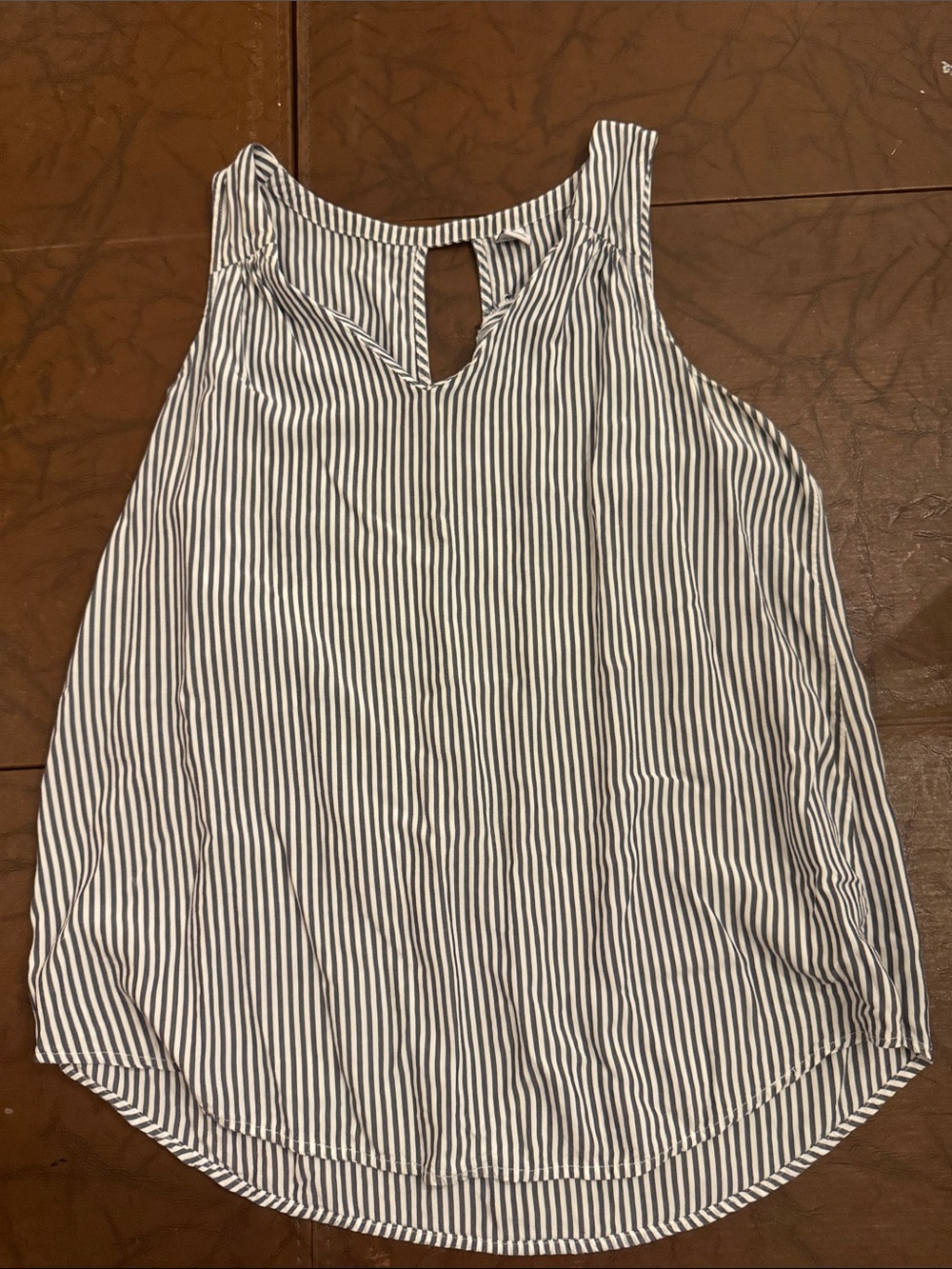 Old Navy Navy and White Vertical Stripe Tank Top